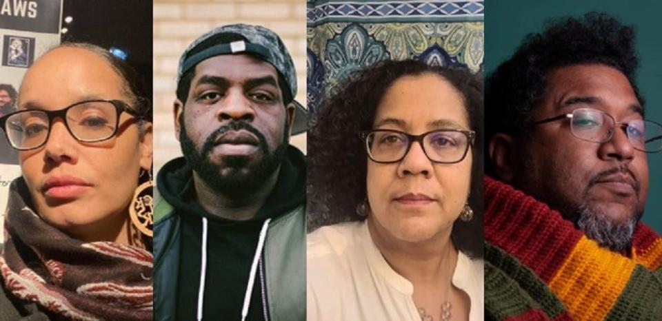 Left to right, Rachael Scott, Hanif Abdurraqib, Teri Collins and Scott Woods will read works by area poets from the past during "Black Columbus Poets: Then and Now" at the Columbus library's MLK Branch on Saturday.