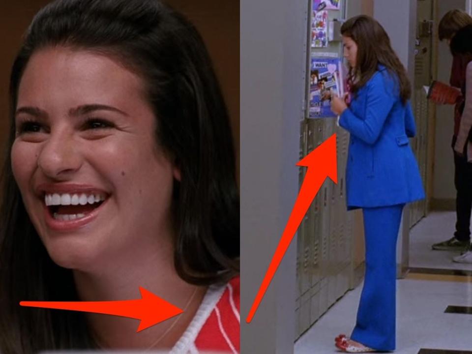 Rachel from "Glee" in a pantsuit.