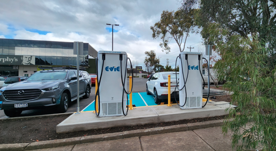 An Evie charging station in Melbourne. Source: Evie