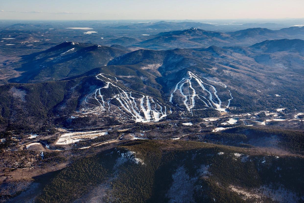 Aerial view of Attitash Mountain Resort.