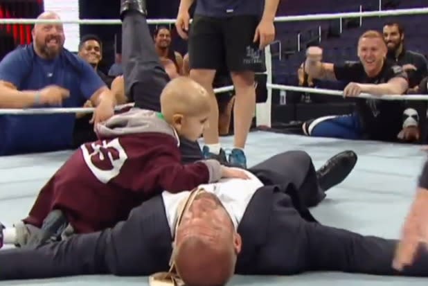 Smoll Girl Xx Videos - Wrestlemania XXX: WWE Honors Connor the Crusher, Boy With Cancer Who  Toppled Triple H (Video)