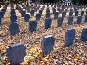 A field of graves belonging to WWI soldiers in the main cemetery in Frankfurt, Germany, Saturday, Nov. 3, 2018. German Chancellor Angela Merkel will mark the 100th anniversary of the end of World War I on French soil, and President Frank-Walter Steinmeier will be in London’s Westminster Abbey for a ceremony with the queen. But in Germany, there are no national commemorations planned for the centenary of the Nov. 11 armistice that brought an end to the bloody conflict that killed more than 2 million of its troops and left 4 million wounded. That’s because the armistice did not bring peace to Germany. (AP Photo/Michael Probst)