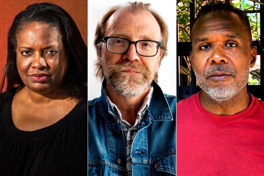 Los Angeles Times 2023 Book Prize finalists, from left: Rachel Howzell Hall, George Saunders and James Hannaham.