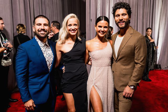 <p>John Shearer/Getty Images for CMA</p> Shay and Hannah Mooney with Abby and Dan Smyers at the CMA Awards at Bridgestone Arena on Nov. 8, 2023 in Nashville