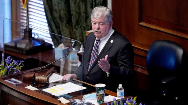 PHOTO: In this Jan. 12, 2021 file photo Tennessee Lt. Gov. Randy McNally presides over the Tennessee Senate on the first day of the legislative session in Nashville, Tenn. (Mark Humphrey/AP, FILE)