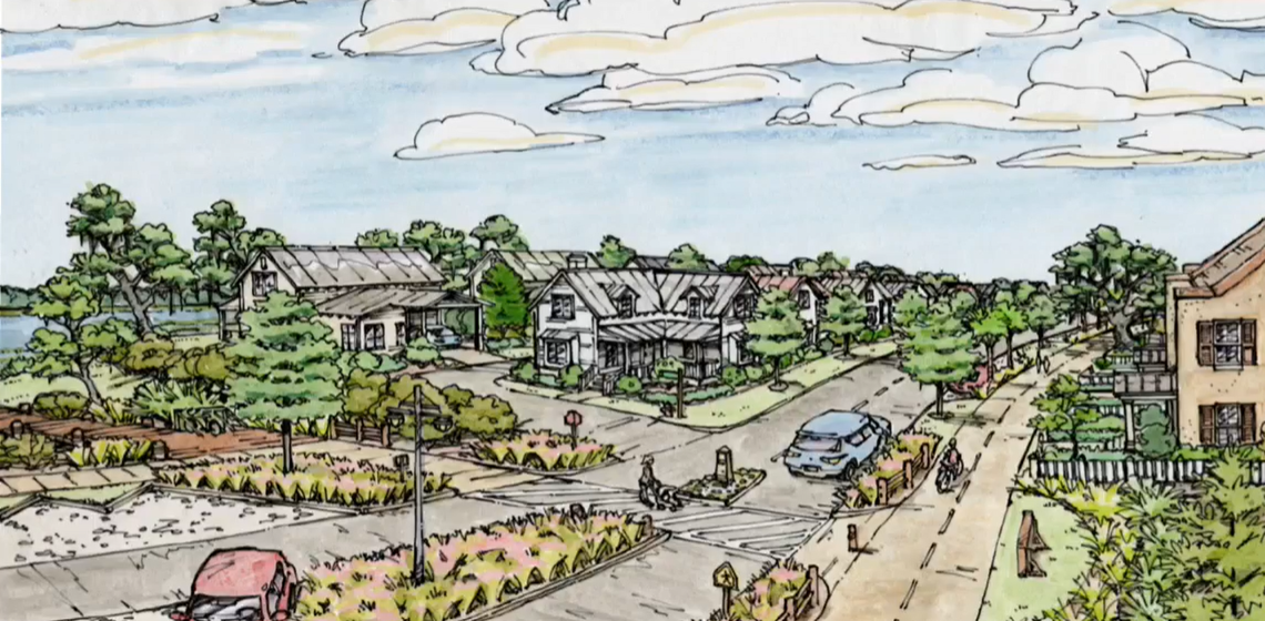 This schematic of The Bluff neighborhood in Port Royal shows the view looking from Fishcamp on 11th and the Shellring Ale Works.