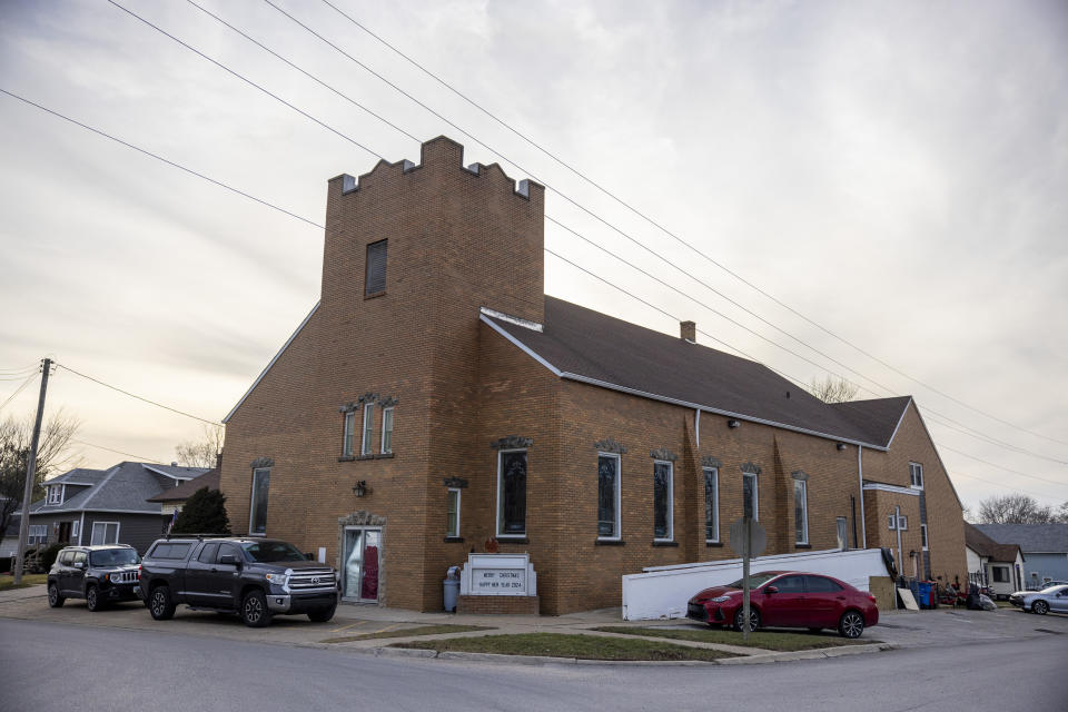 El antiguo hogar de la Iglesia del Nazareno de Chariton, en Chariton, Iowa, el 4 de enero de 2024. (Rachel Mummey/The New York Times)