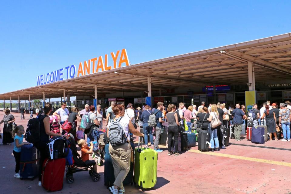 Long queue at Antalya airport in Antalya, Turkey, on Sept. 23, 2019.