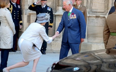 Theresa May greeting Prince Charles - Credit: Chris Jackson