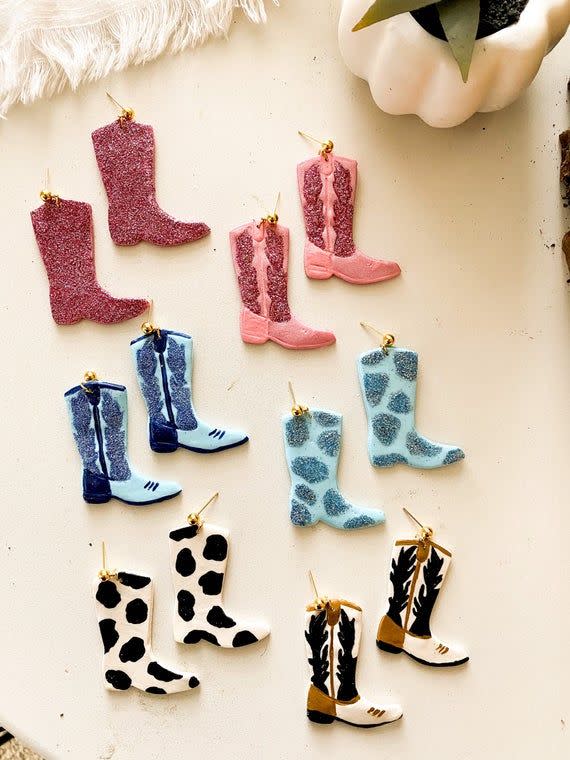 Cowboy Boot  Clay Dangle Earrings