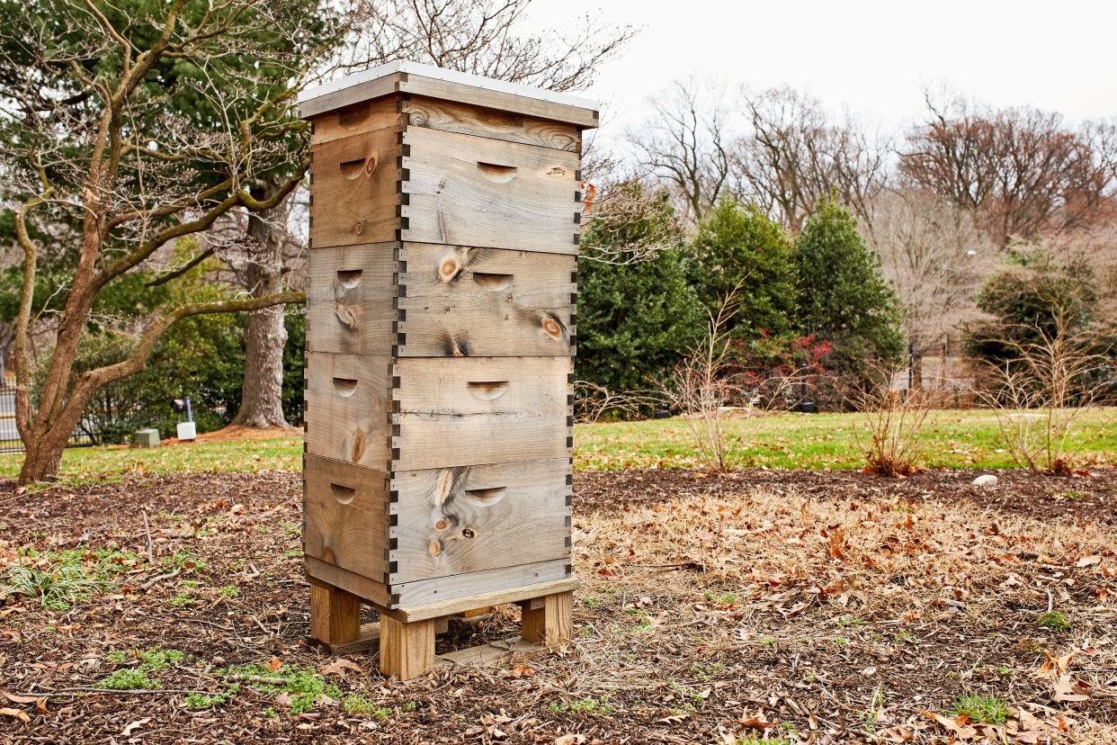 The Pence family added a beehive, shown here.