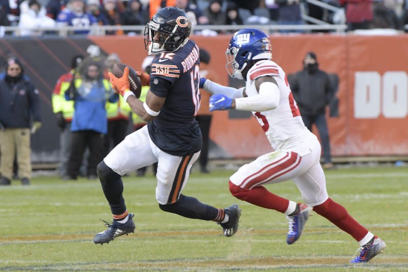 Wide receiver Allen Robinson (L) spent four seasons with the Chicago Bears. File Photo by Mark Black/UPI