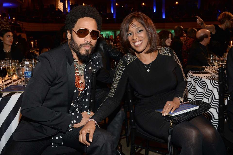 <p>Kevin Mazur/Getty Images</p> Lenny Kravitz and Gayle King at Keep A Child Alive