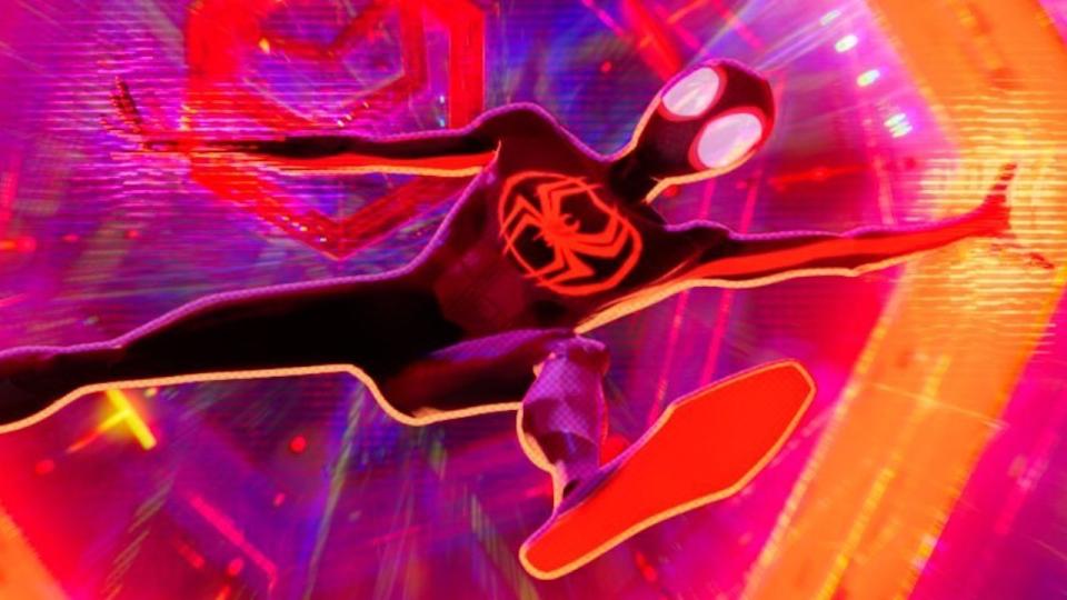 Miles falling into the Spider-Verse