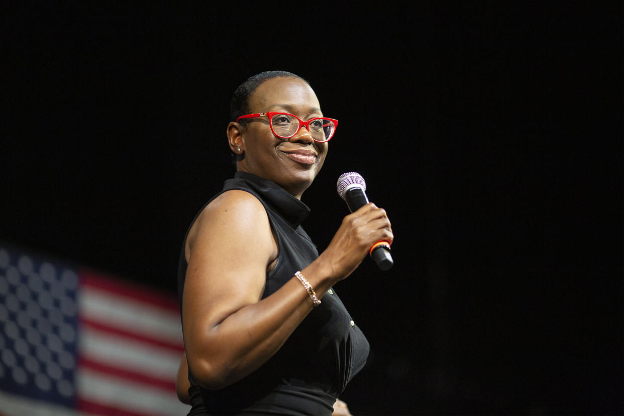Former Ohio state Sen. Nina Turner, seen here at a Sanders campaign town hall in Los Angeles in July, is one of his most combative surrogates. (Photo: David McNew/Getty Images)