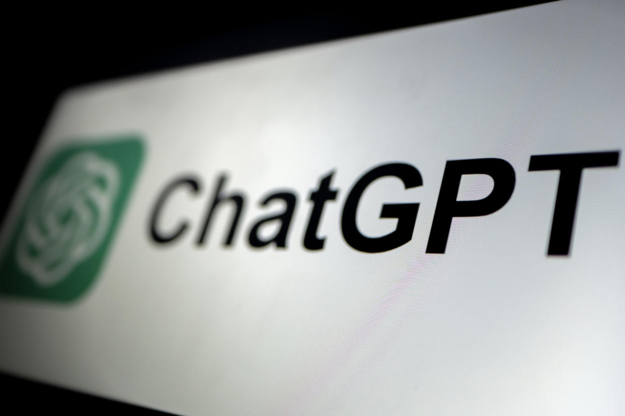 ChatGPT logo displayed on a laptop screen and OpenAI logo displayed on a phone screen are seen in this illustration photo taken in Tunis, Tunisia. (Photo by Hasan Mrad/UCG/Universal Images Group via Getty Images)
