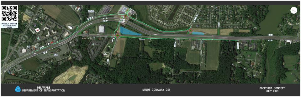 Delaware Department of Transportation plans for the area of Coastal Highway and Minos Conaway Road.