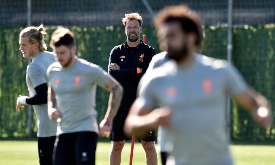 Jürgen Klopp takes a training session in Marbella this week as Liverpool prepare for the Champions League final against Real Madrid.