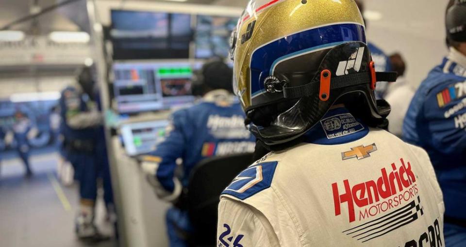 Jimmie Johnson awaits his next stint in the Garage 56 car at Le Mans