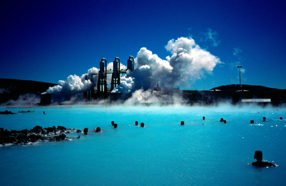 People in the Blue Lagoon in Iceland