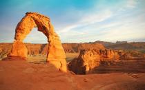 <p>Although love is powerful, it can sometimes be a delicate thing. Marvel at another natural delicacy in Arches National Park. Although the geologic feature is now widely known as Delicate Arch, it has many more colorful names like Cowboy's Chaps" and "Old Maid's Bloomers. Pick your own reasons why. </p>