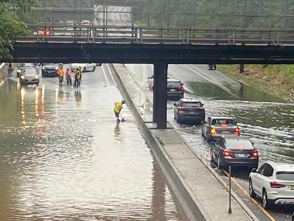 Flooding on Route 208 near Ethel Avenue in Hawthorne on Sunday, June 25, 2023.