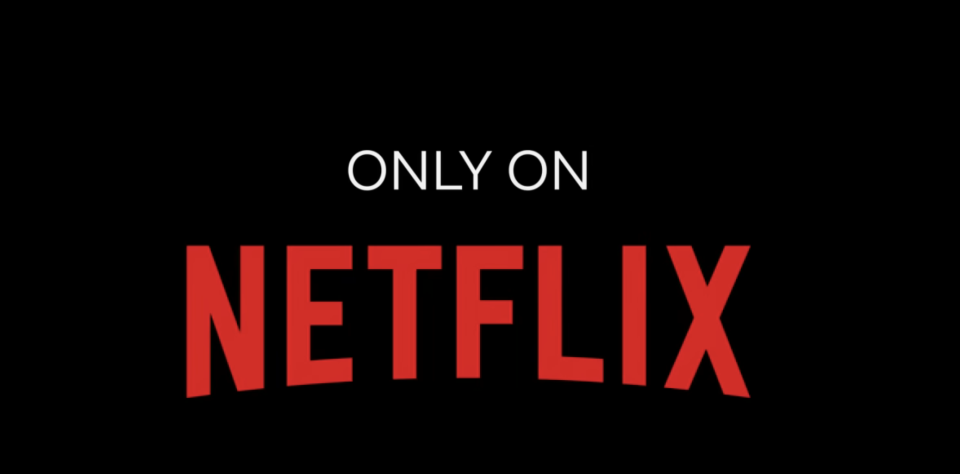 Text: "Only on Netflix" written in white and red letters on a black background