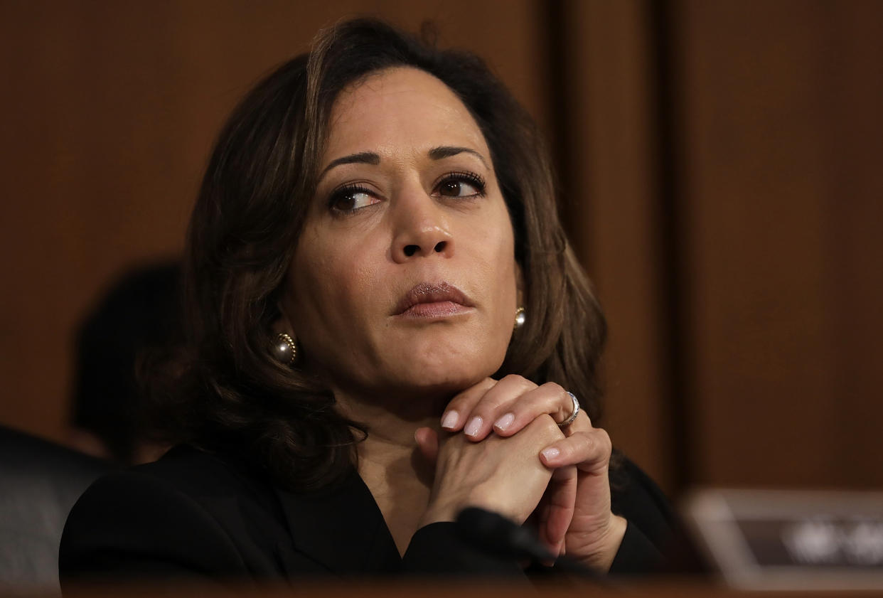 Democratic presidential candidate Kamala Harris spoke about gun violence at a CNN town hall Monday night. (Drew Angerer via Getty Images)