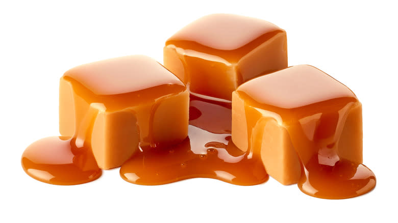 Soft caramel candies melting 