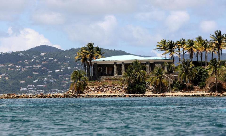 A view of Jeffrey Epstein&#x002019;s property on Little St James Island, with St John Island is the background.