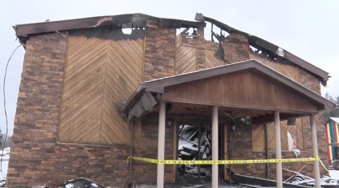 Freedom Ministries Church was gutted by a fire on Sunday. Source: WVNS