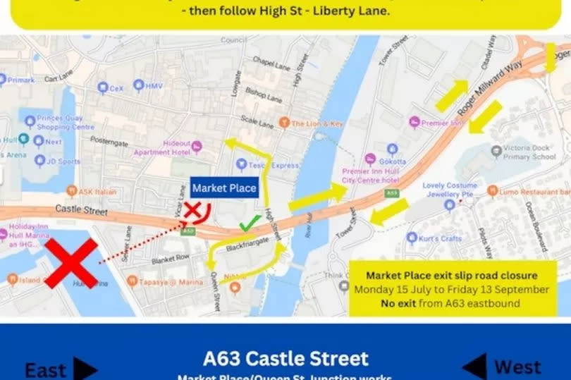 A63 Castle Street - Market Place/Queen Street junction works notification