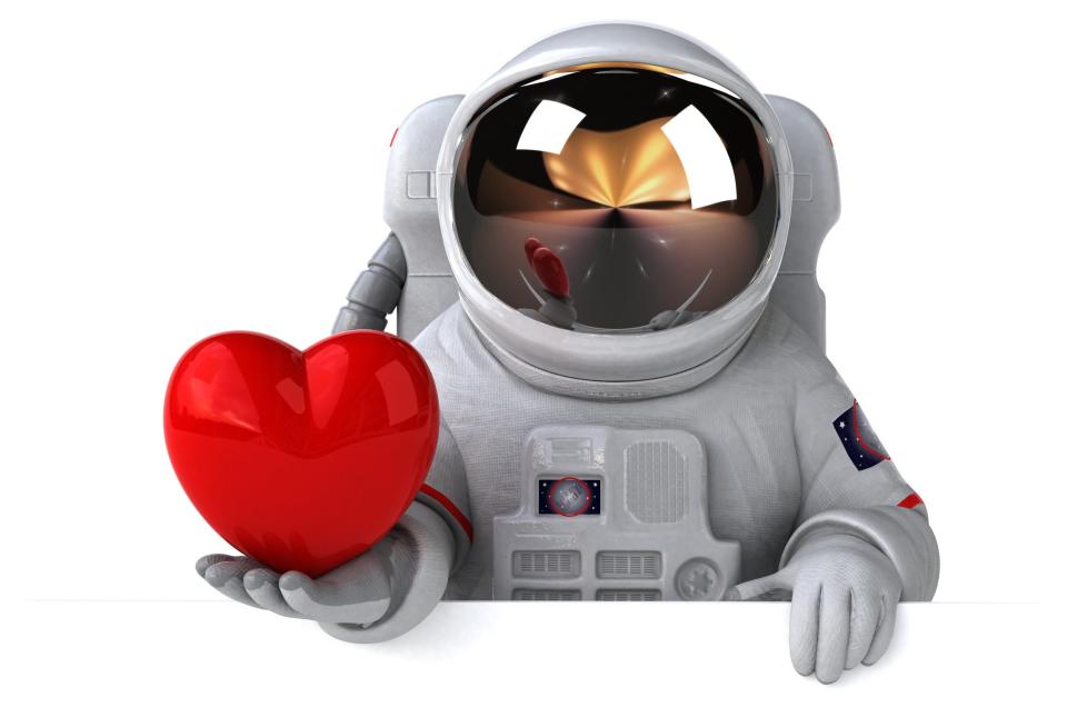 Ilustración de un astronauta con un corazón.