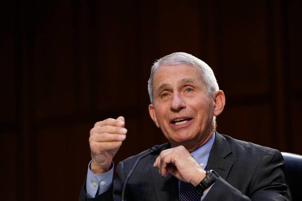 Dr. Anthony Fauci, director of the National Institute of Allergy and Infectious Diseases, testifies during a Senate Health, Education, Labor and Pensions Committee hearing on the federal coronavirus response on Capitol Hill in Washington, Thursday, March 18, 2021.