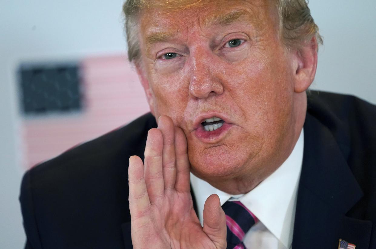 U.S. President Donald Trump participates in a briefing with LA 2028 Olympic organizers in Los Angeles, California, February 18, 2020. REUTERS/Kevin Lamarque