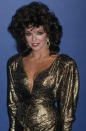 <p>The actress and author was in full “Dynasty” garb, with big hair and a gold lamé gown. (Photo: Ron Galella, Ltd./WireImage)</p>