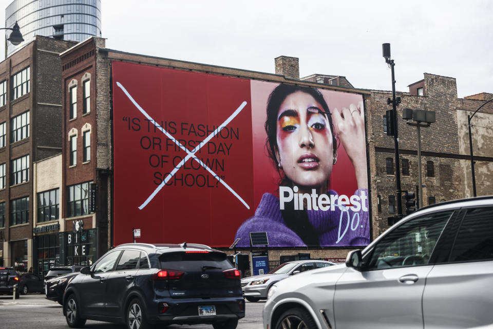 Pinterest ad is seen in Chicago, United States, on October 14, 2022. (Photo by Beata Zawrzel/NurPhoto via Getty Images)