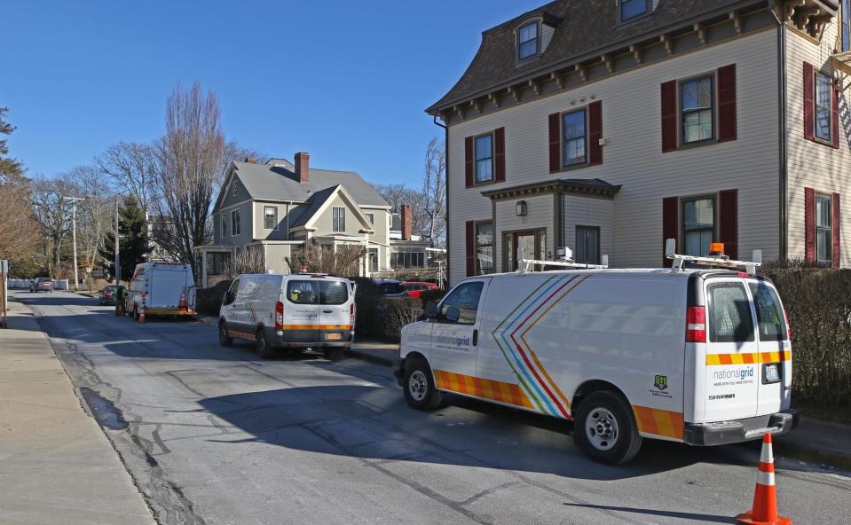 National Grid trucks in Newport in 2019 during the gas outage.