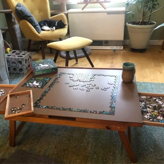 Reviewer's photo of the puzzle table in use