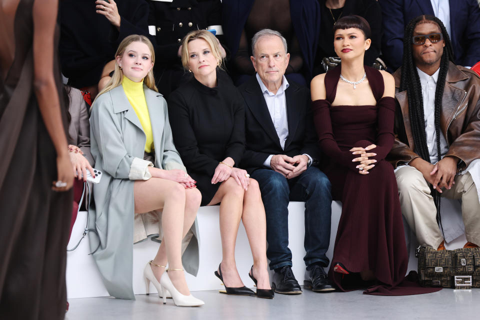 PARIS, FRANCE - JANUARY 25: (L-R) Ava Philippe, Reese Witherspoon, Michael Burke and Zendaya attend the Fendi Haute Couture Spring/Summer 2024 show as part of Paris Fashion Week  on January 25, 2024 in Paris, France. (Photo by Pascal Le Segretain/Getty Images for Fendi)