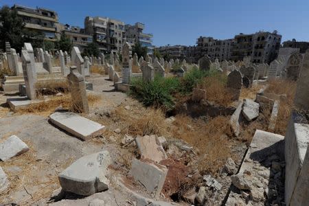 A view of a cemetery in al-Kalasa district of Aleppo July 14, 2017.REUTERS/ Omar Sanadiki