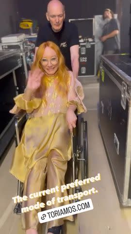 <p>Instagram/toriamos</p> Tori Amos shares an Instagram Story in a wheelchair backstage.