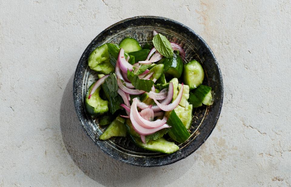 Smashed Cucumber Salad with Italian Dressing