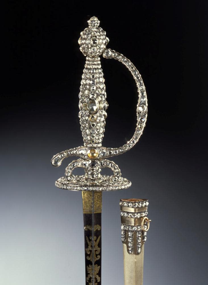 A diamond-encrusted sword stolen during the raid.