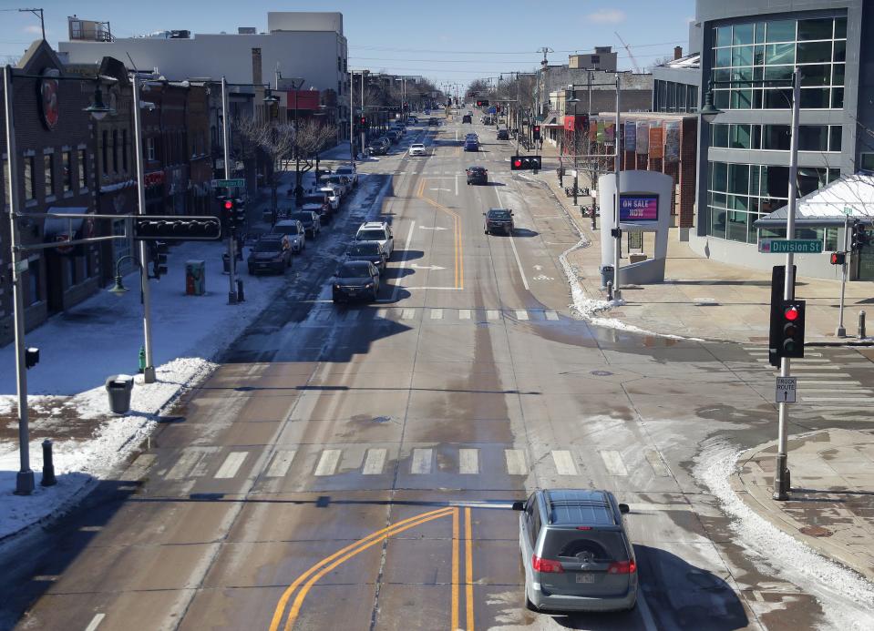 The new configuration of College Avenue, shown here looking west, is working as predicted by traffic engineers.