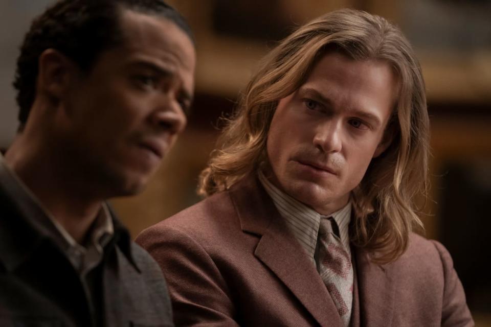 Sam Reid looks at Jacob Anderson in a still from ‘Interview with the Vampire’