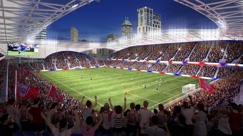 A rendering of the new Indy Eleven stadium, part of the over $1 billion Eleven Park development.