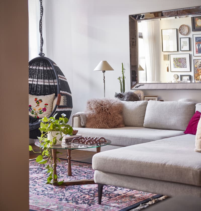 Decorative pillow in living room.