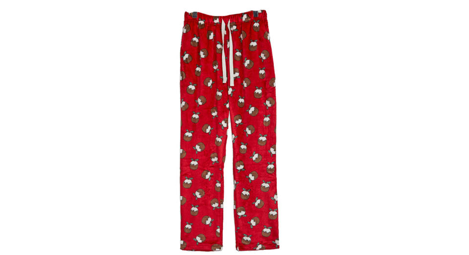 Xmas Pudding Print Fleece Loungepants 