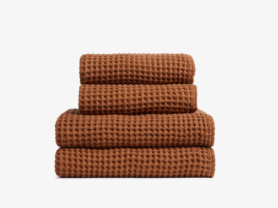 Brown waffle towels, quick dry towels